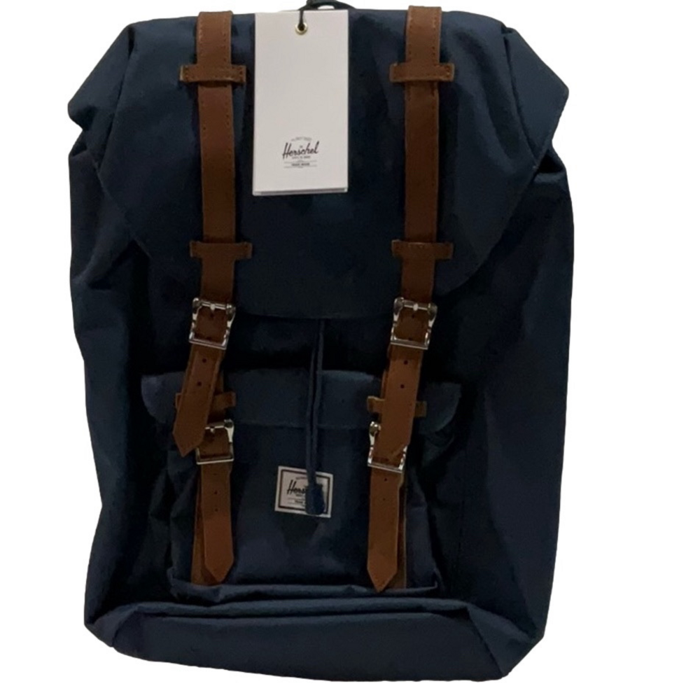 NEW HERSCHEL SUPPLY Little American Black Backpack with Brown Accents